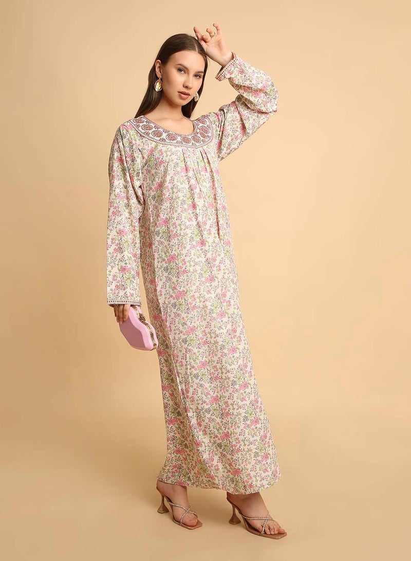 HANA & SARA Arabic Long Traditional Printed Jalabiya Dress For Womens - Image 5